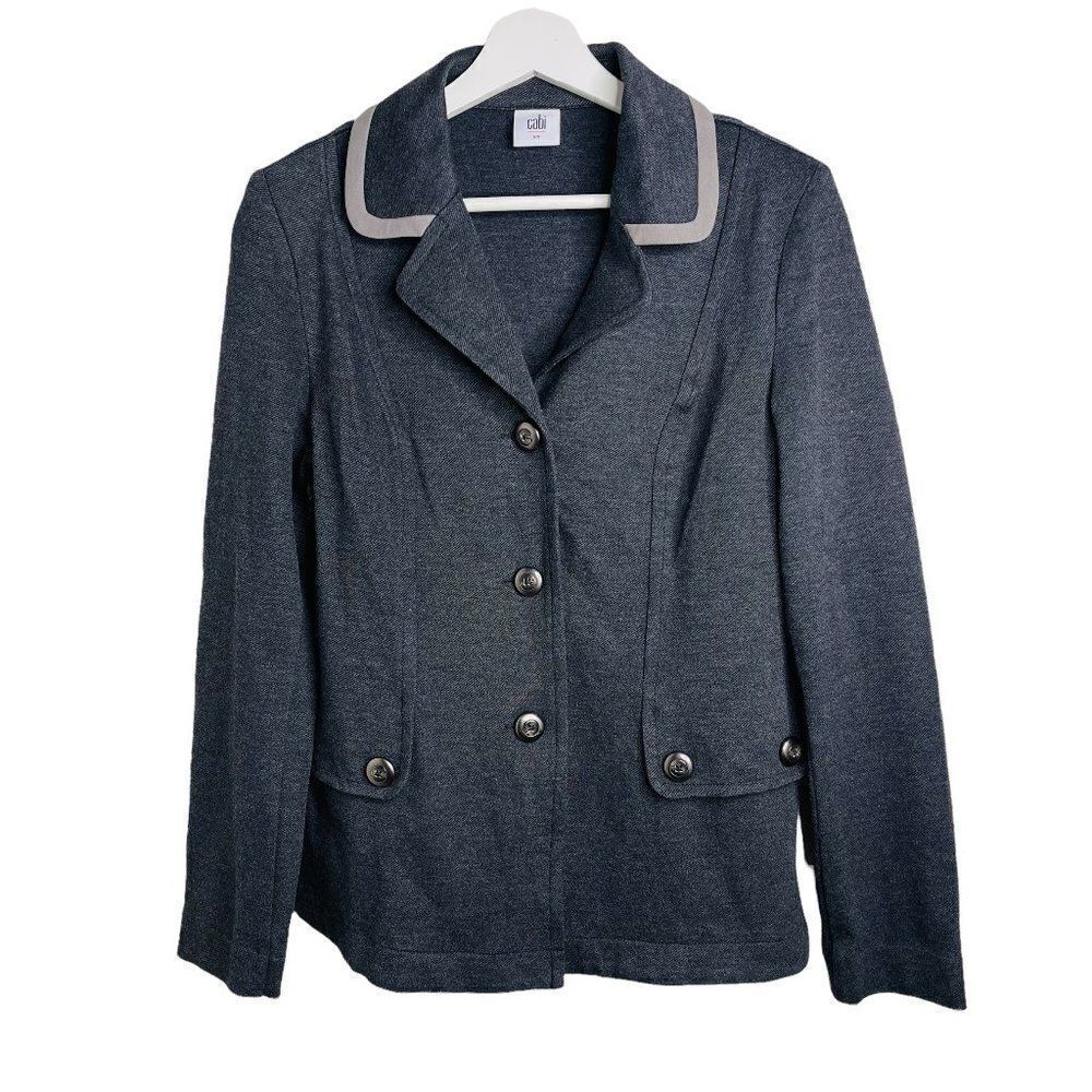 CABI Charcoal Gray Ponte Knit Stretchy Blazer Style #3030